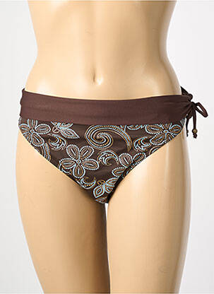 Bas de maillot de bain imprimé fantaisie culotte marron REGLISSE femme