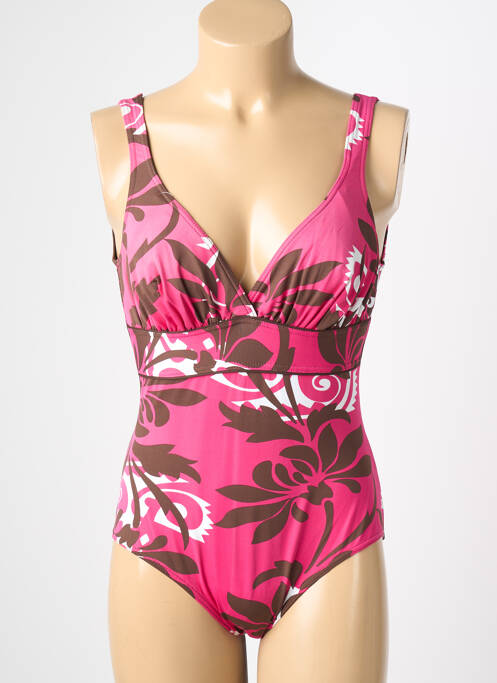 Maillot de bain 1 pièce effet matière satinée haut soutien-gorge balconnet rose REGLISSE femme