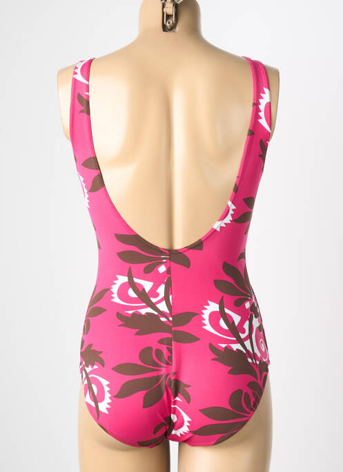 Maillot de bain 1 pièce effet matière satinée haut soutien-gorge balconnet rose REGLISSE femme