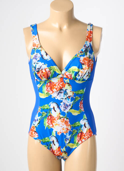 Maillot de bain 1 pièce effet matière satinée haut soutien-gorge balconnet bleu REGLISSE femme