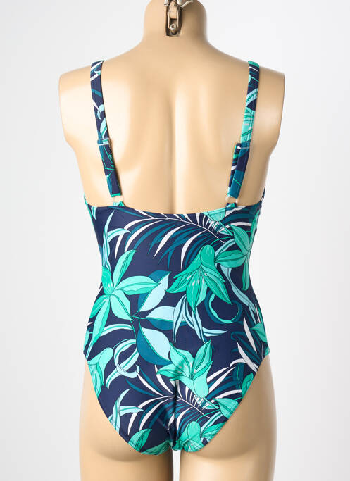 Maillot de bain 1 pièce effet matière satinée haut soutien-gorge balconnet bleu REGLISSE femme