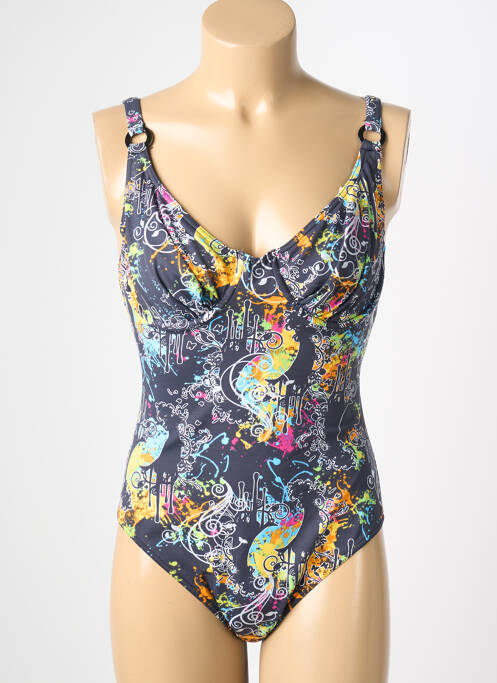 Maillot de bain 1 pièce imprimé fantaisie haut soutien-gorge balconnet gris REGLISSE femme