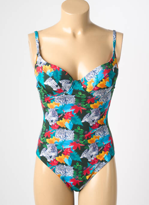 Maillot de bain 1 pièce effet matière satinée haut soutien-gorge push-up bleu REGLISSE femme
