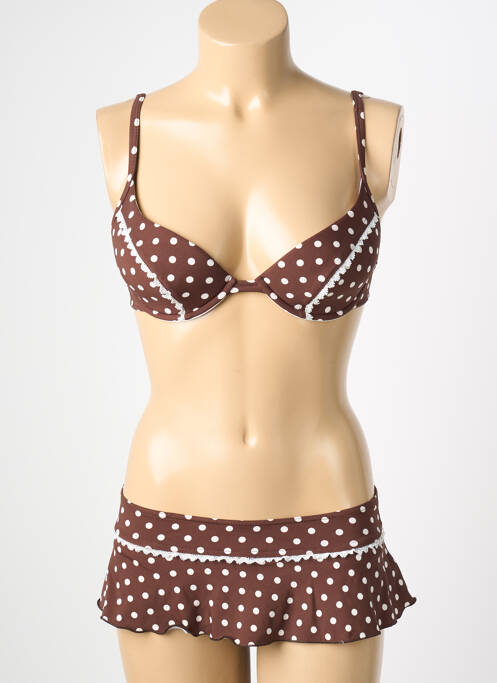 Maillot de bain 2 pièces stretch haut soutien-gorge push-up marron REGLISSE femme