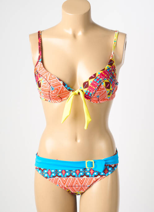 Maillot de bain 2 pièces stretch haut triangles orange REGLISSE femme