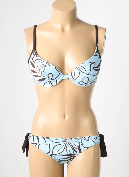 Maillot de bain 2 pièces stretch haut soutien-gorge push-up bleu REGLISSE femme