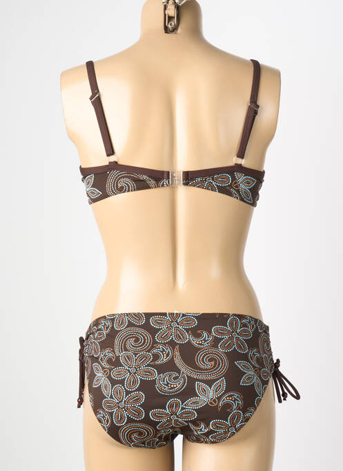 Maillot de bain 2 pièces stretch haut soutien-gorge moulé marron REGLISSE femme