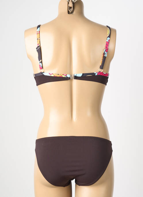 Maillot de bain 2 pièces stretch haut soutien-gorge push-up marron REGLISSE femme