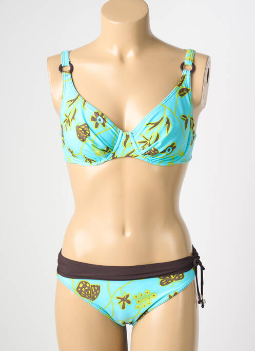 Maillot de bain 2 pièces stretch haut soutien-gorge balconnet bleu REGLISSE femme