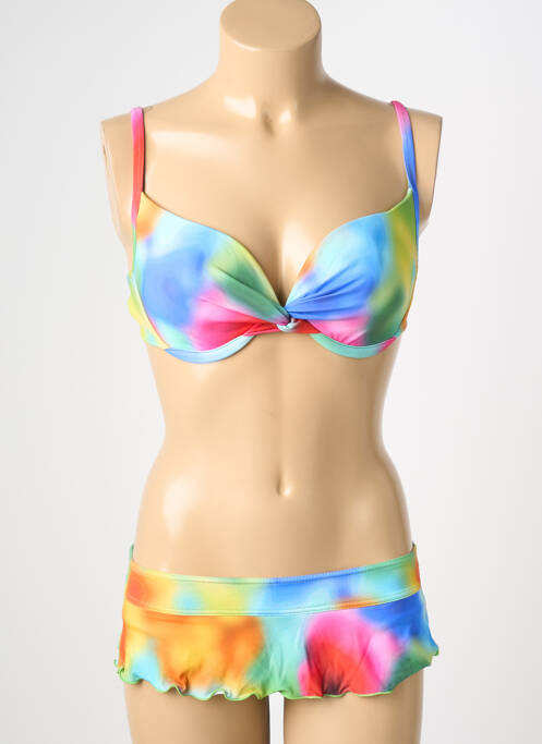 Maillot de bain 2 pièces stretch haut soutien-gorge moulé bleu REGLISSE femme