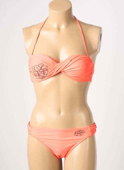 Maillot de bain 2 pièces stretch haut soutien-gorge moulé orange REGLISSE femme