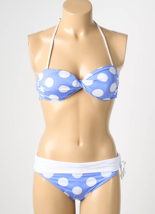 Maillot de bain 2 pièces stretch haut soutien-gorge moulé bleu REGLISSE femme
