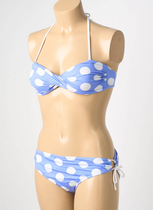 Maillot de bain 2 pièces stretch haut soutien-gorge moulé bleu REGLISSE femme