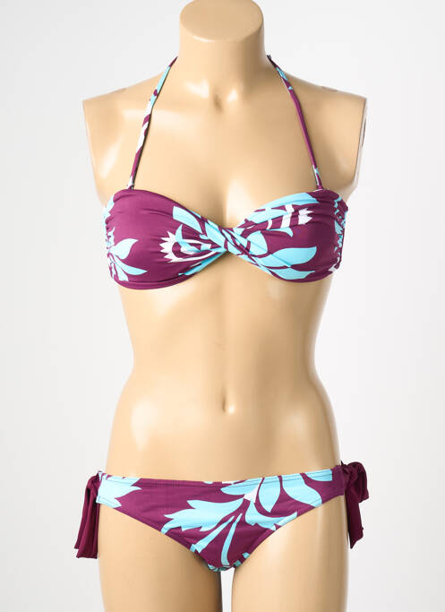 Maillot de bain 2 pièces stretch haut soutien-gorge moulé violet REGLISSE femme