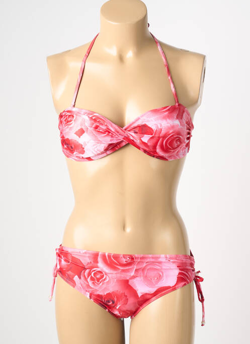 Maillot de bain 2 pièces stretch haut soutien-gorge moulé rouge REGLISSE femme