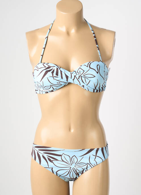 Maillot de bain 2 pièces stretch haut soutien-gorge moulé bleu REGLISSE femme