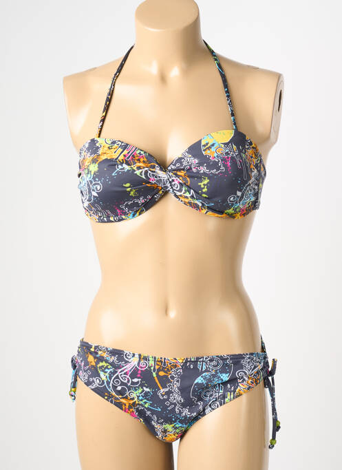 Maillot de bain 2 pièces stretch haut soutien-gorge moulé gris REGLISSE femme