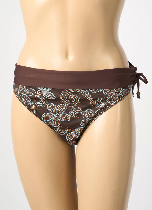 Bas de maillot de bain imprimé fantaisie culotte marron REGLISSE femme
