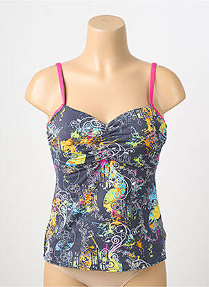 Top de bain imprimé fantaisie gris REGLISSE femme