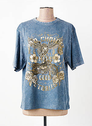 T-shirt imprimé fantaisie manches courtes bleu ROSE GARDEN femme