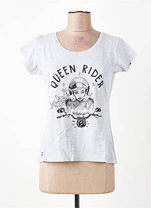 T-shirt imprimé fantaisie manches courtes gris D73 femme