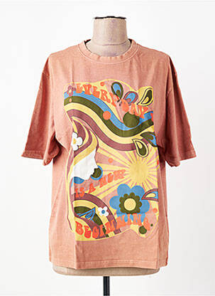 T-shirt imprimé fantaisie manches courtes orange ROSE GARDEN femme