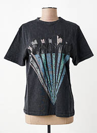 T-shirt imprimé fantaisie manches courtes noir ROSE GARDEN femme