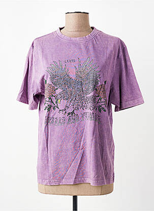 T-shirt imprimé fantaisie manches courtes violet ROSE GARDEN femme