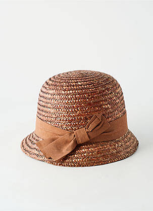 Chapeau broderie ruban marron COUSTILLERES femme