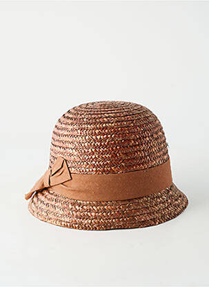 Chapeau broderie ruban marron COUSTILLERES femme