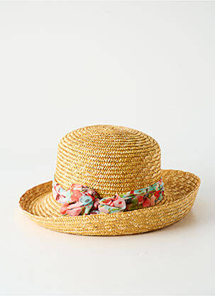 Chapeau broderie ruban jaune COUSTILLERES femme