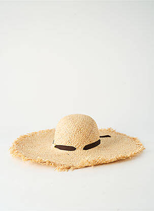 Chapeau broderie ruban marron COUSTILLERES femme