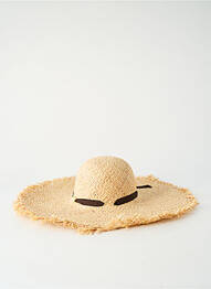 Chapeau broderie ruban marron COUSTILLERES femme