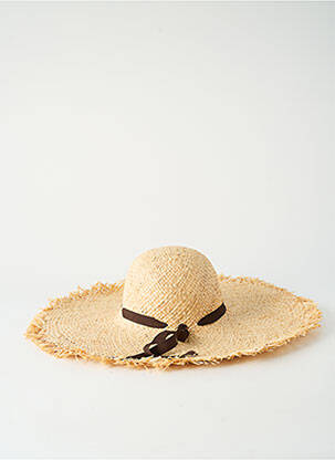 Chapeau broderie ruban marron COUSTILLERES femme