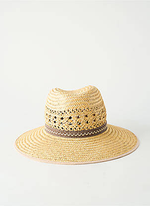 Chapeau broderie ruban marron COUSTILLERES femme