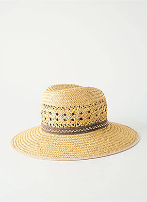 Chapeau broderie ruban marron COUSTILLERES femme