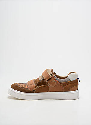 Baskets fermeture scratch bout rond marron BOPY garçon