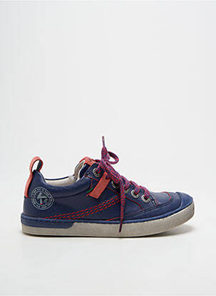 Baskets tissage satiné bout rond bleu KICKERS garçon