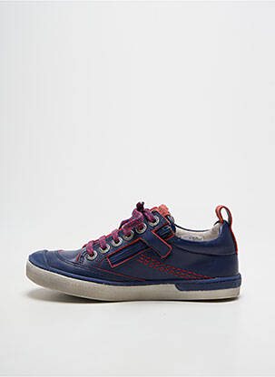 Baskets tissage satiné bout rond bleu KICKERS garçon