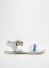 Sandales/nu pieds tissage satiné chiquet blanc KICKERS fille