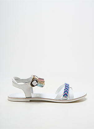 Sandales/nu pieds tissage satiné chiquet blanc KICKERS fille