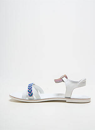 Sandales/nu pieds tissage satiné chiquet blanc KICKERS fille