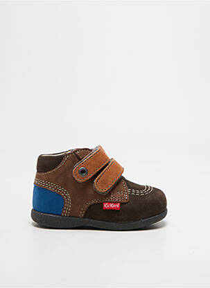 Bottillons fermeture scratch bout rond marron KICKERS garçon