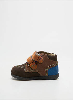 Bottillons fermeture scratch bout rond marron KICKERS garçon