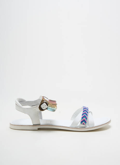 Sandales/nu pieds tissage satiné chiquet blanc KICKERS fille