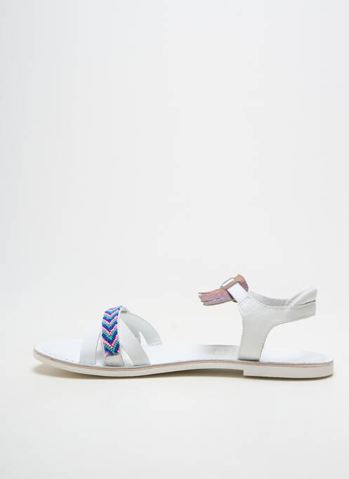 Sandales/nu pieds tissage satiné chiquet blanc KICKERS fille