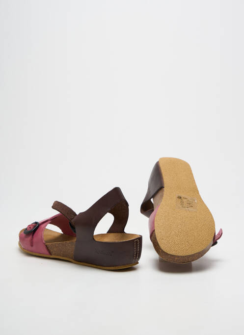 Sandales/nu pieds tissage satiné bout ouvert rose KICKERS fille