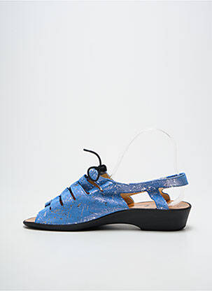 Sandales/nu pieds tissage satiné talon plat jusqu'à 3cm bleu fonce LADY femme