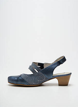 Sandales/nu pieds tissage satiné talon de 4 à 6cm bleu J.METAYER femme