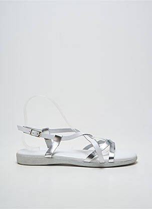 Sandales/nu pieds tissage satiné talon plat jusqu'à 3cm argent RAQUEL PEREZ femme